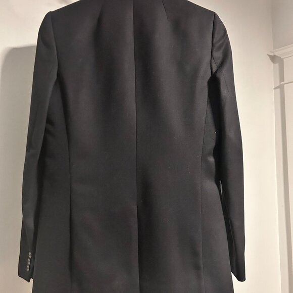 Maje Tuxedo-style blazer, Navy with black satin trim, Size 36 (4) - Picture 3 of 4